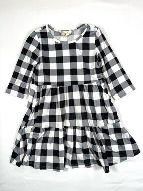 EMMA & ELSA Girls Buffalo Plaid Tiered Pocket Dress 5 Boutique Cottagecore Fall